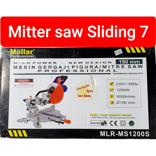 Mollar Mitter Saw Sliding 7" Laser - Mitre Saw Gergaji Pigura - MS 1200 S