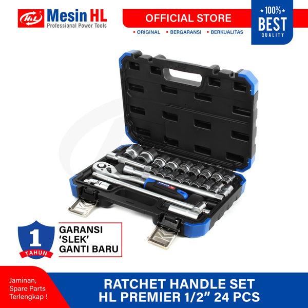 HL Kunci Shock Set Ratchet Handle Set HL Premier 1/2" 24PCS HL72T24 tekiro