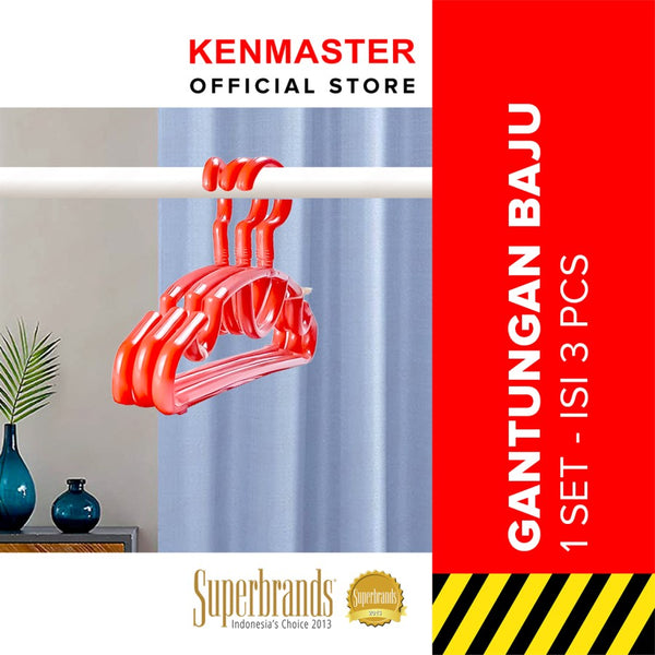 Kenmaster Gantungan Baju Warna Hanger H02 1 Set - Isi 3 Pcs GANT057