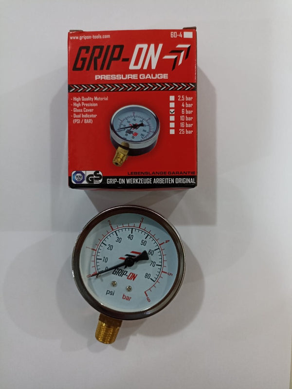 GRIP ON Manometer 6 Bar Pressure Gauge Ukuran Angin Kompresor Meter