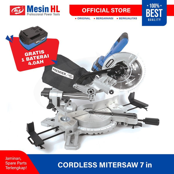 HL CORDLESS Mitter saw 7 inch SLIDING mesin Potong Alumunium