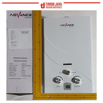 Advance Water Heater Gas 6 Liter LED temperature GWH10 Putih