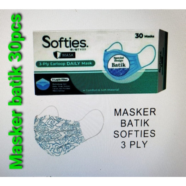 Masker SOFTIES Earloop 3Ply Isi 30