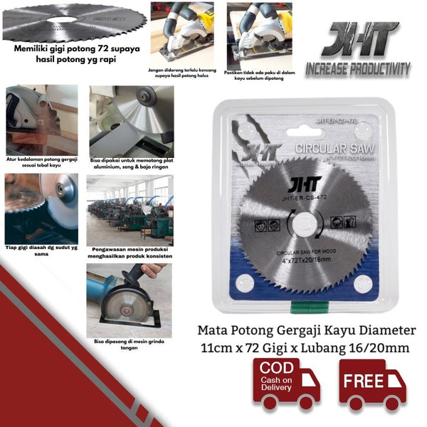 JHT Mata Circular Saw 4 x 72T Potong Gergaji Kayu 11 cm 16/20 mm