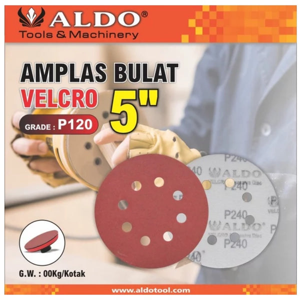 ALDO AMPLAS bulat velcro 5 inch GRIT 120 lubang hamplas