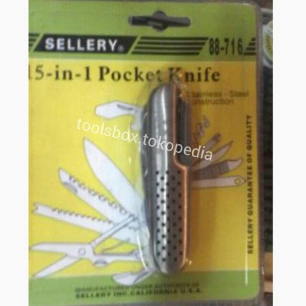 Pisau Lipat Set Saku SELLERY 15 in 1 Pocket Knife