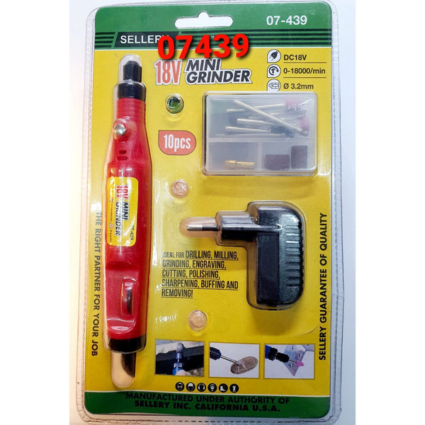 MINI DRILL GERINDA MINI 18V 10 PCS SELLERY 07439