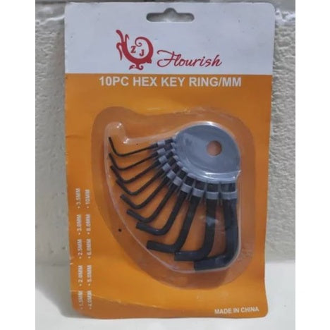 FLOUR kunci L set pendek 10 pcs hex key wrench short L