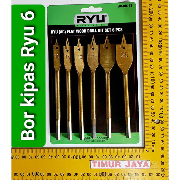 RYU Bor kipas  Wood Drill Bit Set 6pcs Mata Bor Kipas Set .