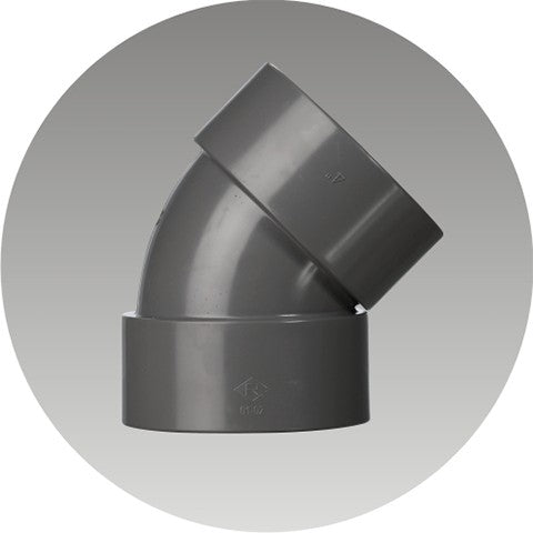 Rucika Knee 45* Polos PVC 4"" D / L Elbow Bengkokan 45* (D-45L)