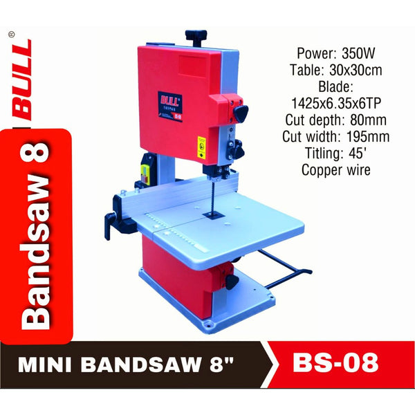 Mesin Mini Bandsaw 8" BULL BS-08 / Mesin Gergaji Pita BULL 8"