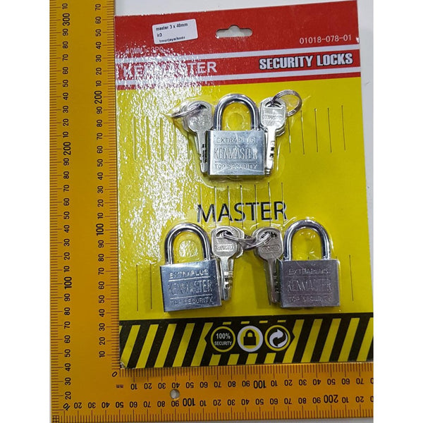 Kenmaster Kunci Gembok 40 mm Pendek Master Key Set 3 Pcs