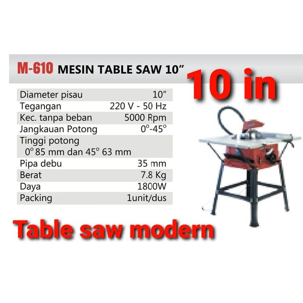 MODERN Table Saw Meja Potong Kayu Gergaji 10 Circular dibwh stanley