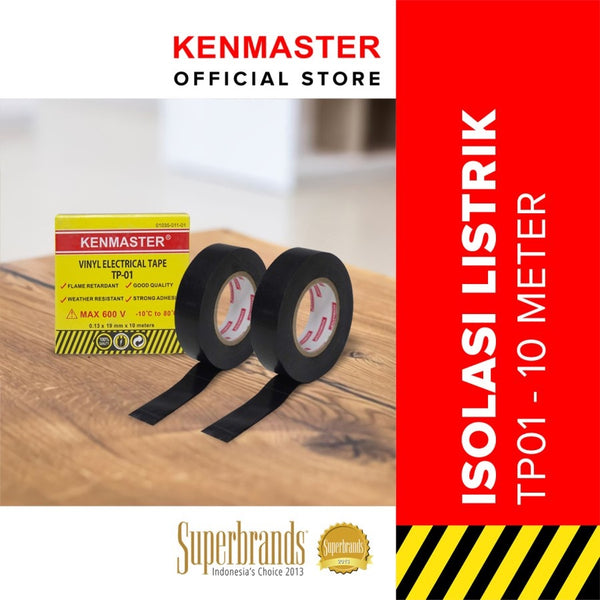 KENMASTER ISOLASI listrik 10 m tp01 Hitam Electrical Tape