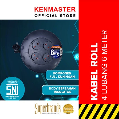 KENMASTER 042 KABEL ROLL 6 m HN 2 x 0.75 mm SNI 4 Lubang