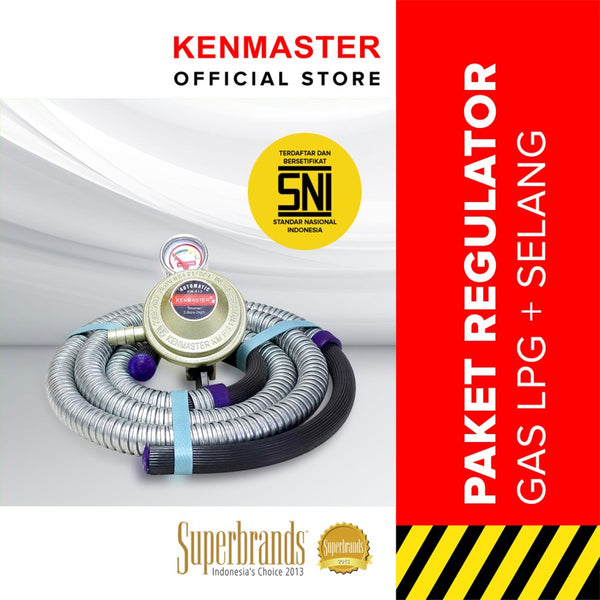 KENMASTER KM613 Paket Regulator Meter + Selang Gas Protec SNI LPG anti bocor